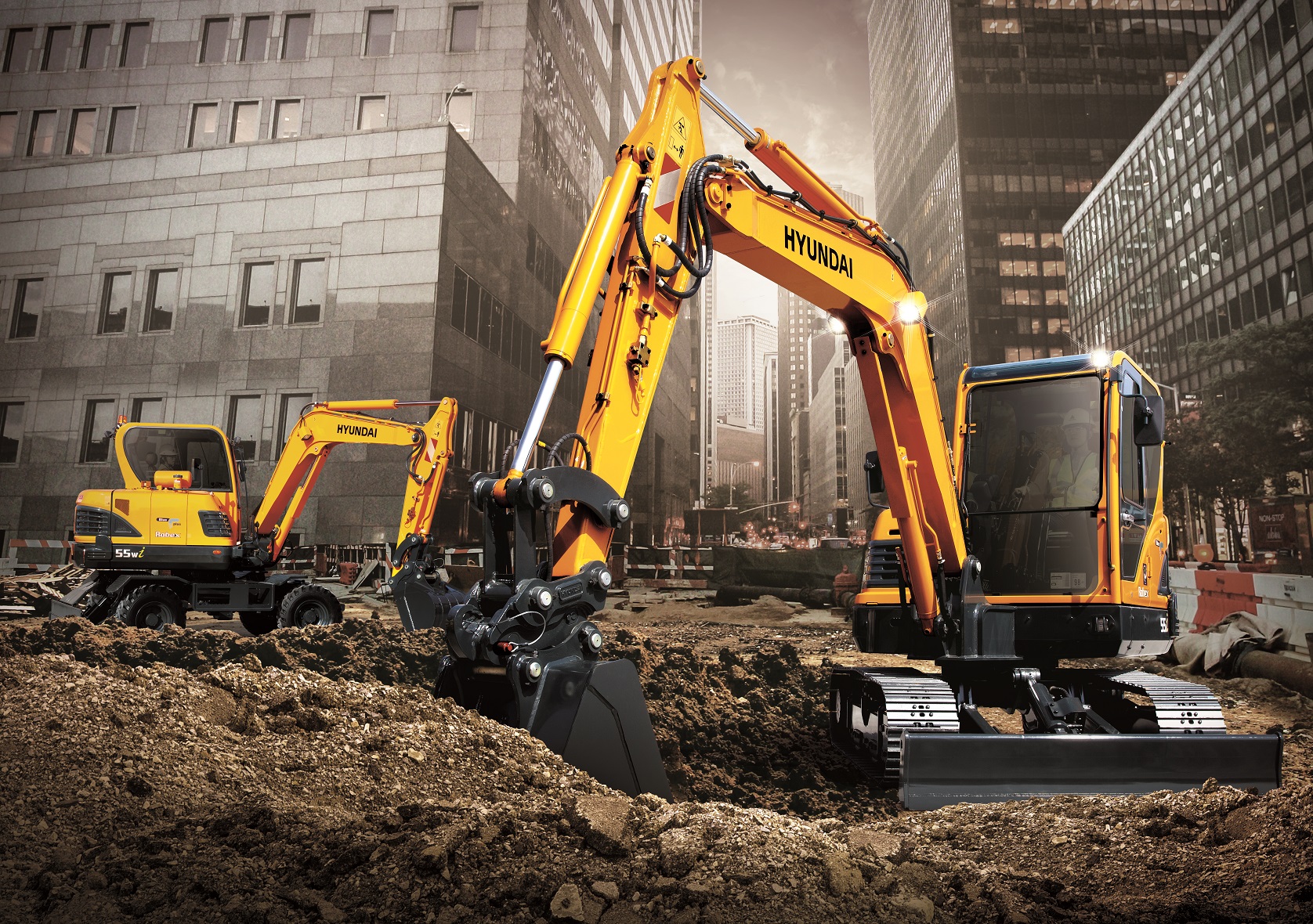 Construction machinery at work
